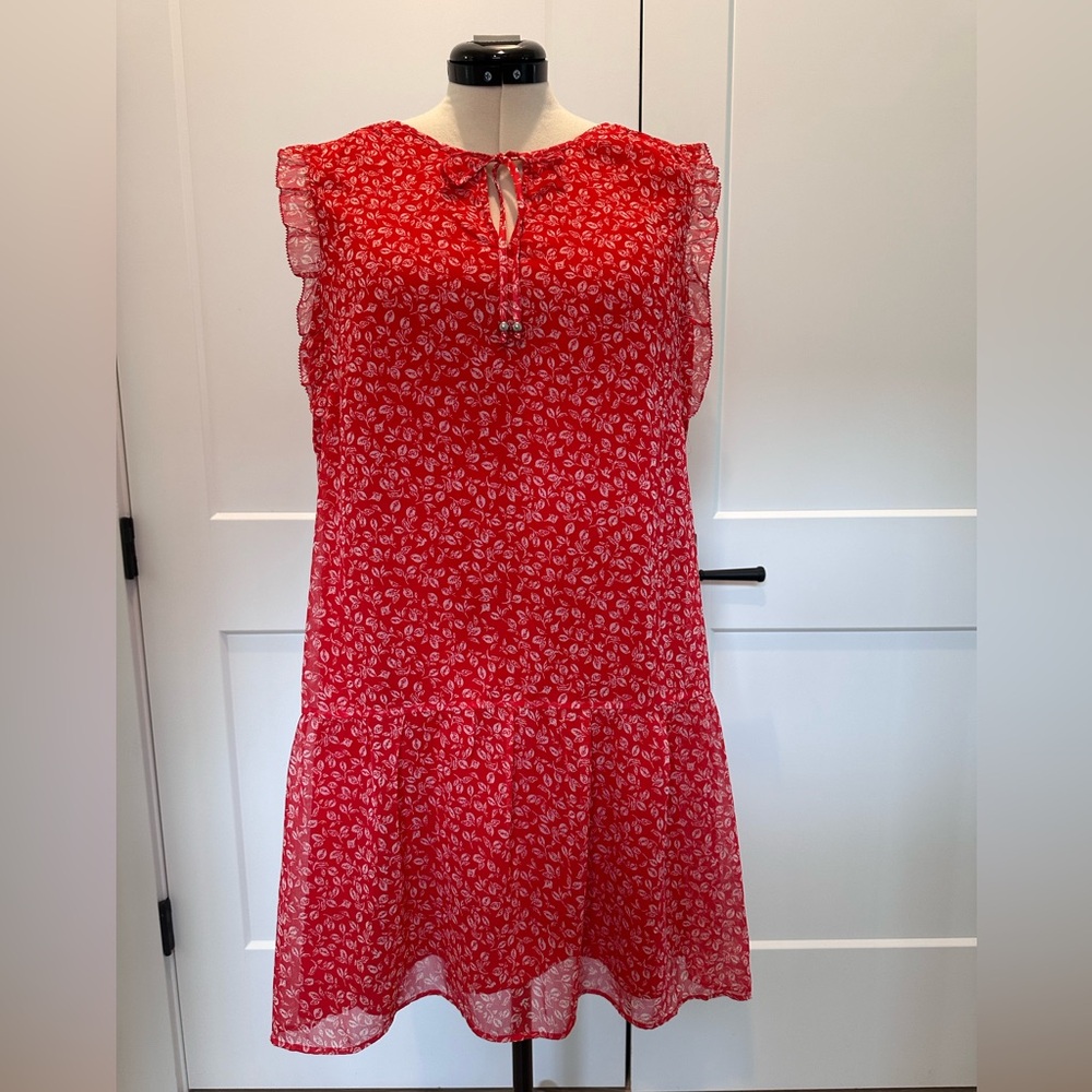 Kaari Blue XL Red Floral Sleeveless Dress